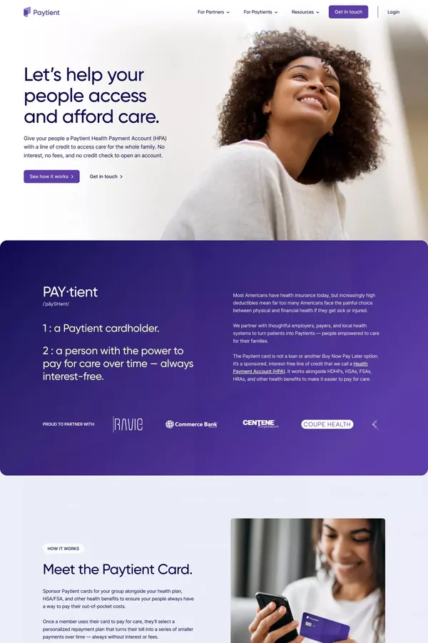 Paytient© - Give Your People the Power to Pay for Healthcare - Landing design inspiration