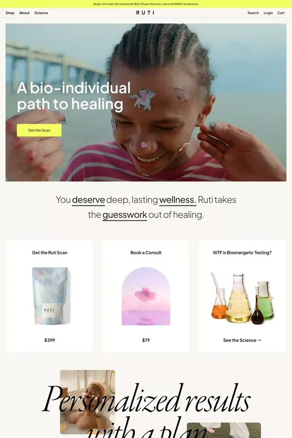Ruti | A bio-individual path to healing. - Ecommerce design inspiration