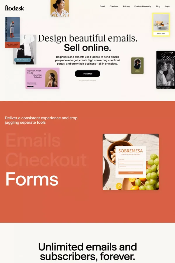 Flodesk | Design emails people love to open. Sell online. - Landing design inspiration