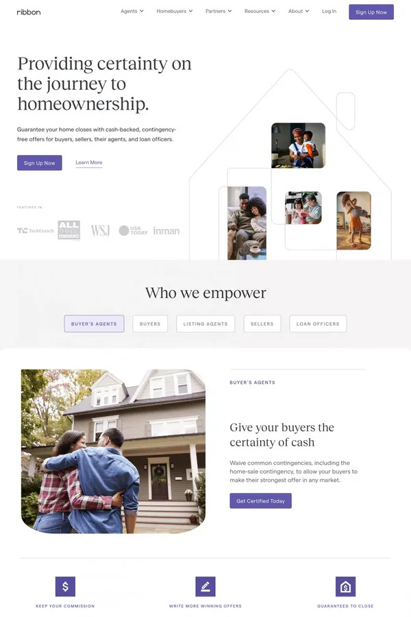 Where Agents Collaborate on Winning Offers | Ribbon - Landing design inspiration