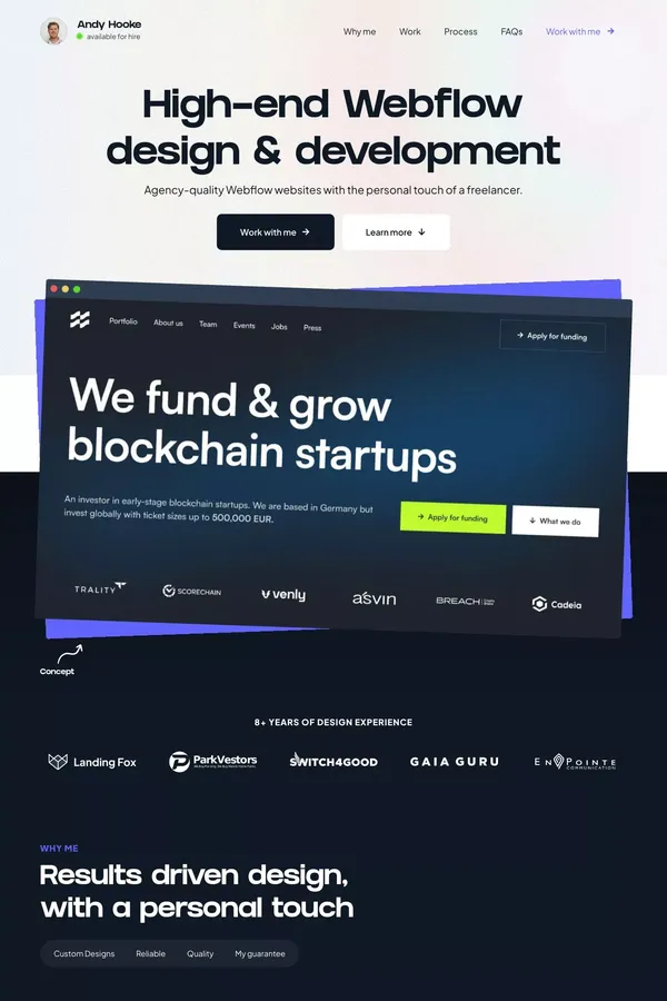 Andy Hooke | High-end Webflow design & development - Portfolio design inspiration