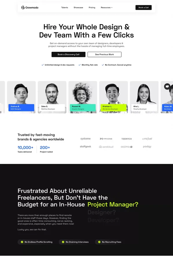 Growmodo: Design & Development Subscription for Scale-Ups - Landing design inspiration