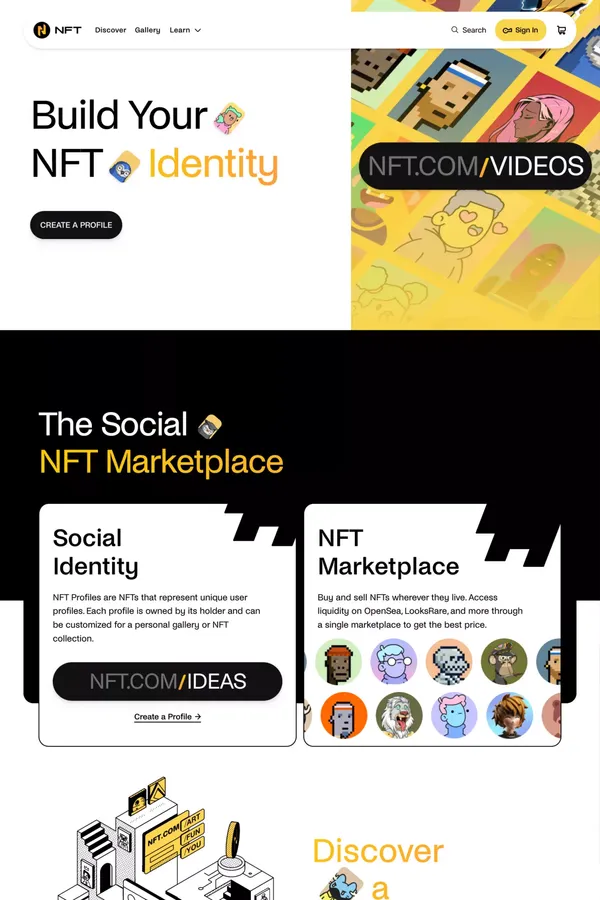 NFT.com | The Social NFT Marketplace - Landing design inspiration
