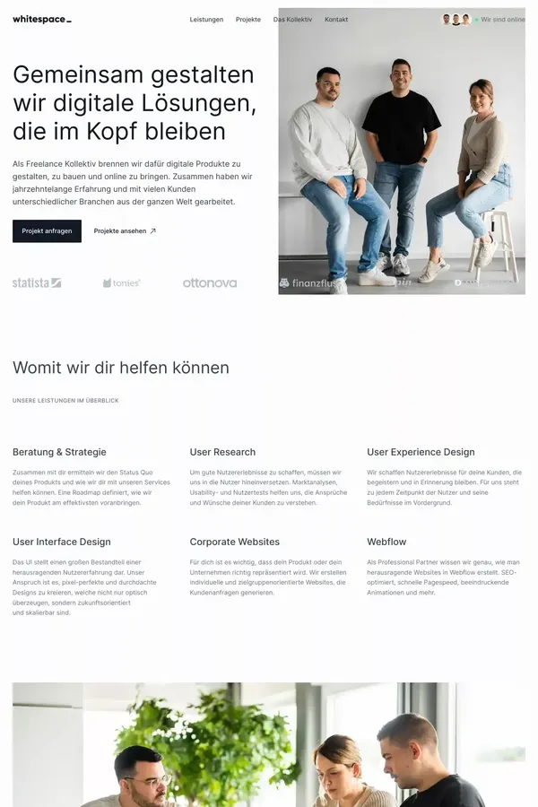 whitespace Freelance Kollektiv für UX, UI und Websites - website design inspiration