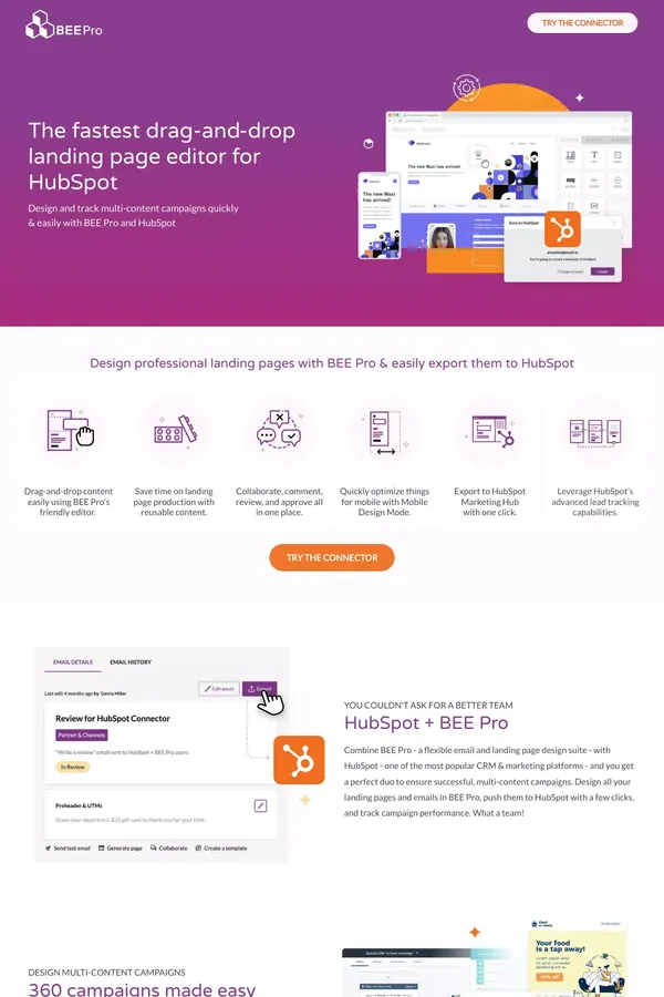 The fastest drag-and-drop landing page editor for HubSpot | BEE Pro