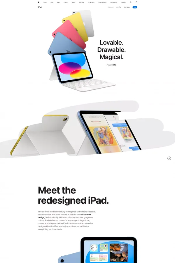 iPad 10.9-inch (10th generation) - Apple - Landing design inspiration