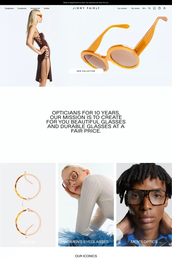 Acheter Lunettes de Vue & Lunettes de Soleil | Jimmy Fairly - Ecommerce design inspiration