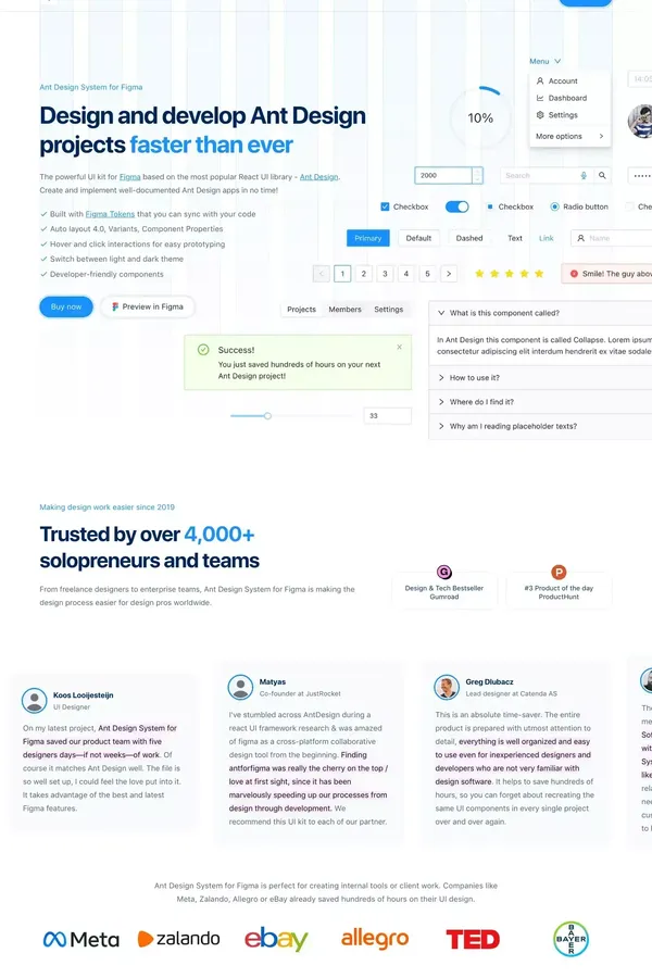 Ant Design System for Figma - UI Kit - website design inspiration