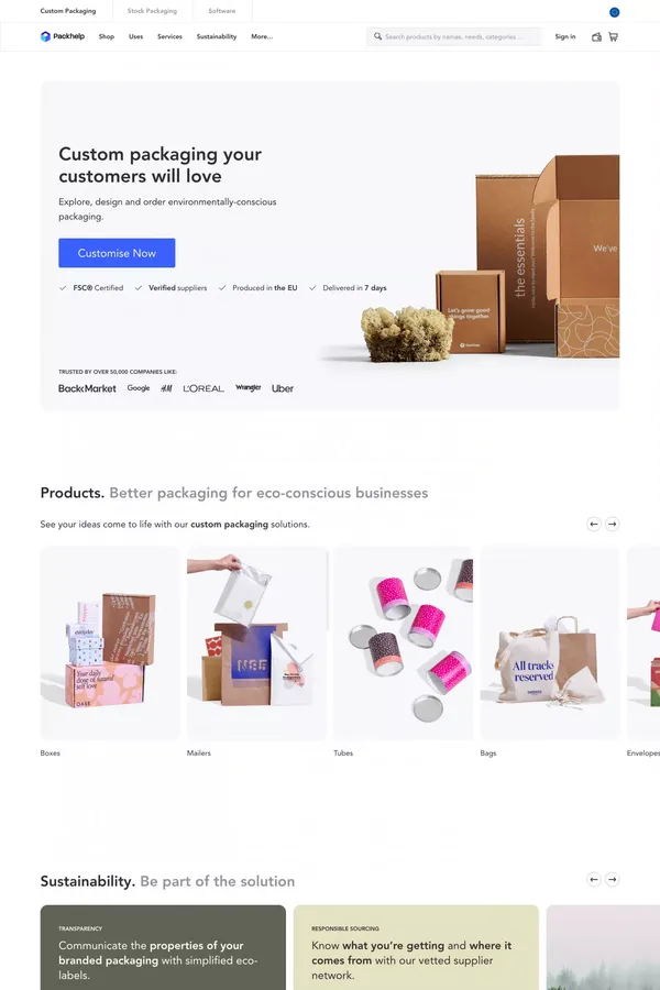 Packhelp | Custom Packaging, Design & Order Online - Landing design inspiration