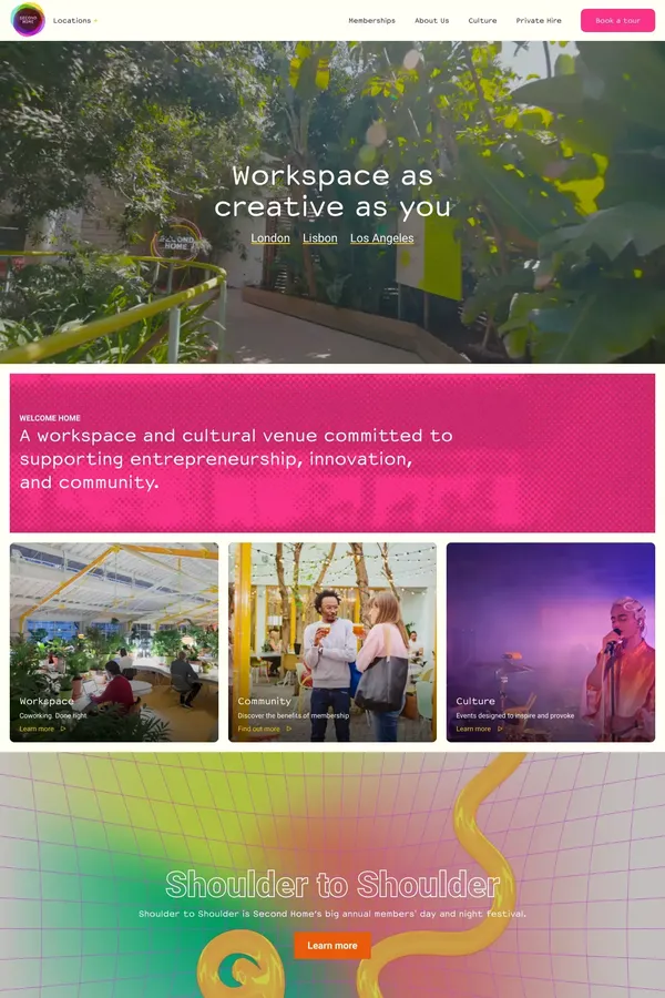 Second Home – Workspace & Events | London, Lisbon, LA - Landing design inspiration