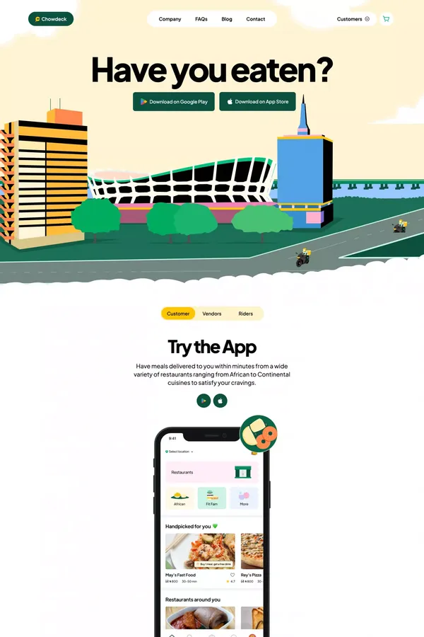 Chowdeck Logistics | Order Food & Drinks from Restaurants near you | Fast Delivery - Landing design inspiration