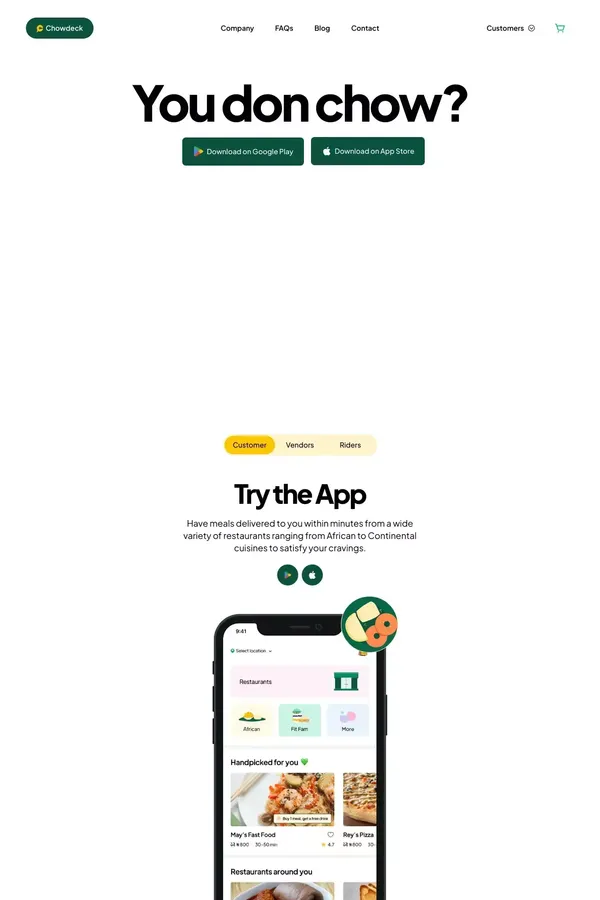 Chowdeck Logistics | Order Food & Drinks from Restaurants near you | Fast Delivery - website design inspiration