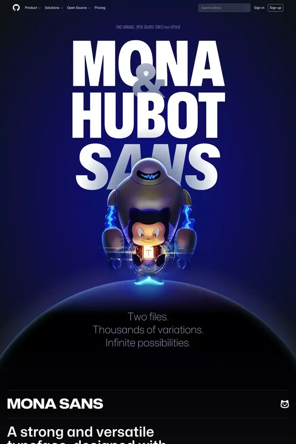 Mona Sans & Hubot Sans · GitHub - website design inspiration