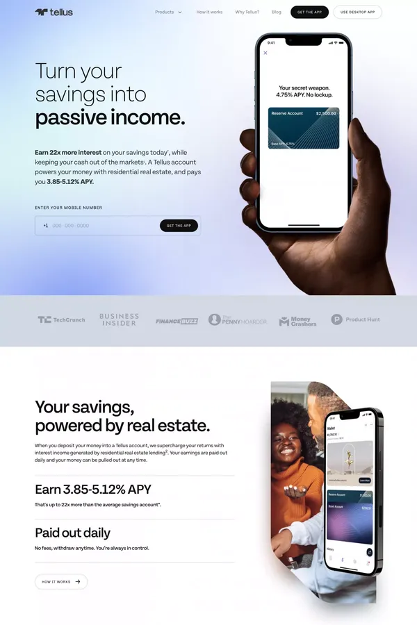 Tellus | Best High-Yield Savings Rates - Landing design inspiration