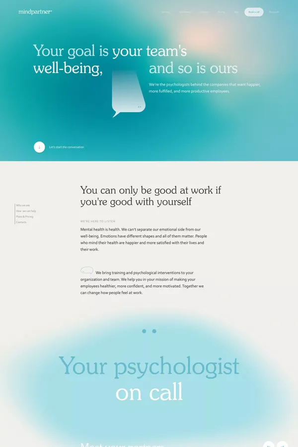 MindPartner — for your company's mental health - Landing design inspiration