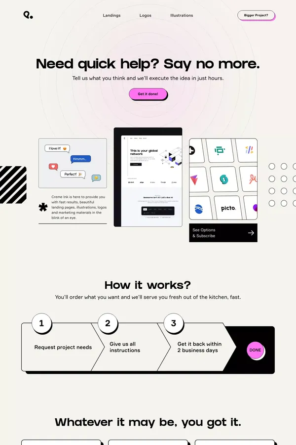 Design and develop your product fast with Creme Ink - Ecommerce design inspiration