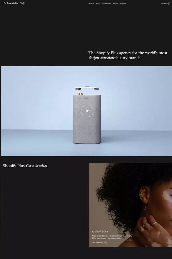 By Association Only | Shopify Plus Agency & eCommerce Experts - Portfolio design inspiration