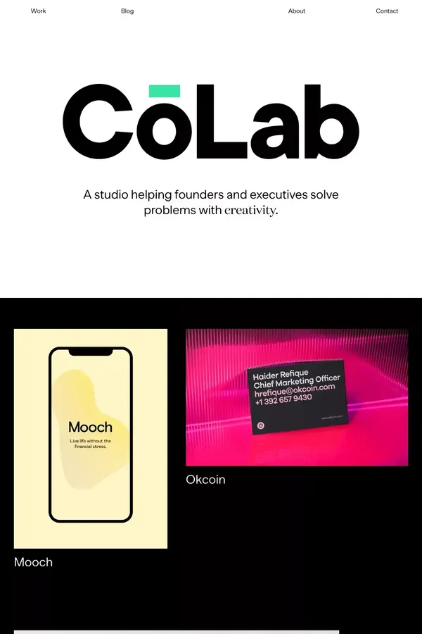 Homepage - Cōlab - Portfolio design inspiration