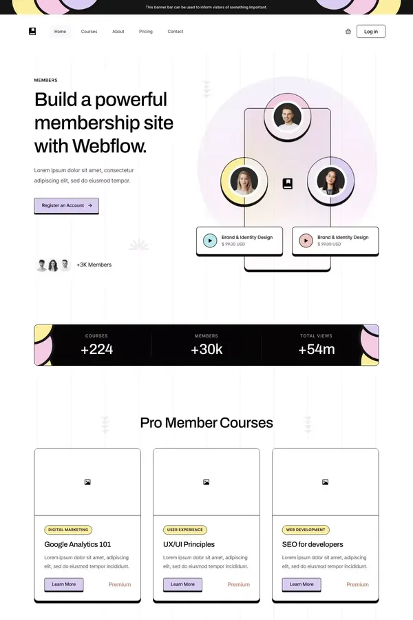 Members - Webflow Ecommerce website template - Template design inspiration