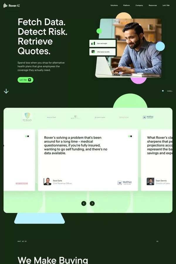 Rover AI | Alternative healthcare plans for small business - Landing design inspiration