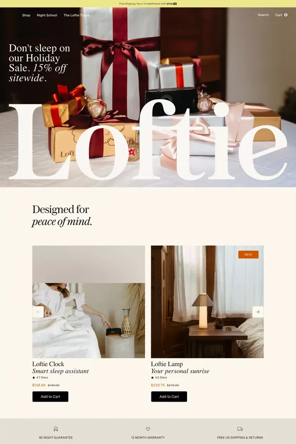 Sleep Better With Loftie | Loftie - Ecommerce design inspiration