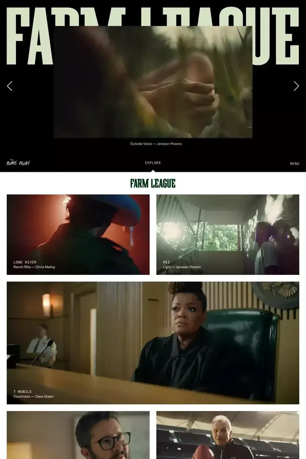 Farm League | A creative film company - Portfolio design inspiration