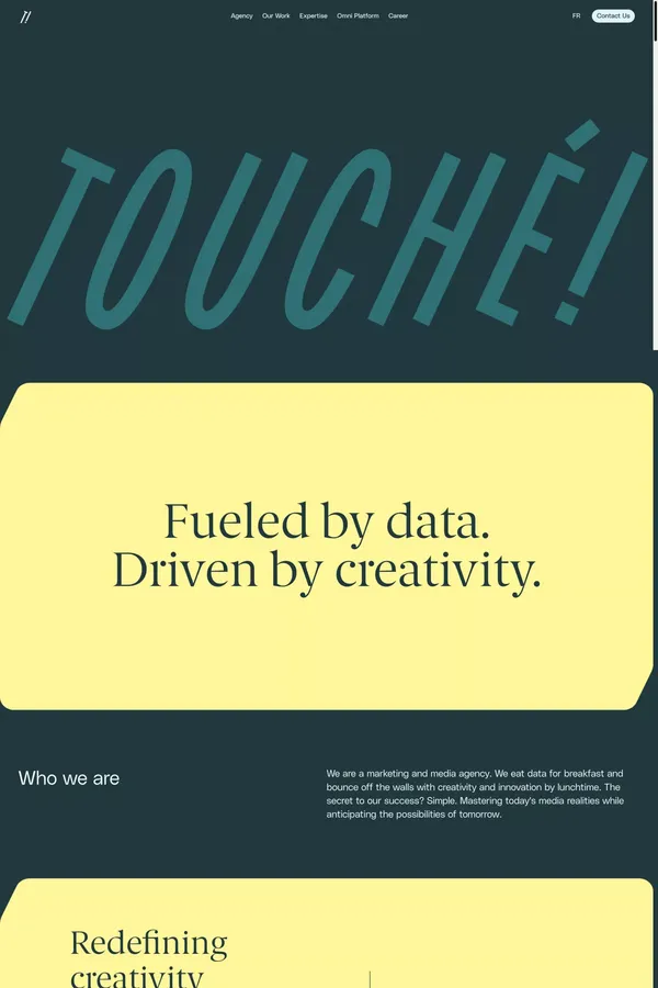 TouchÃ©! | Fueled by data. Driven by Creativity. - Portfolio design inspiration