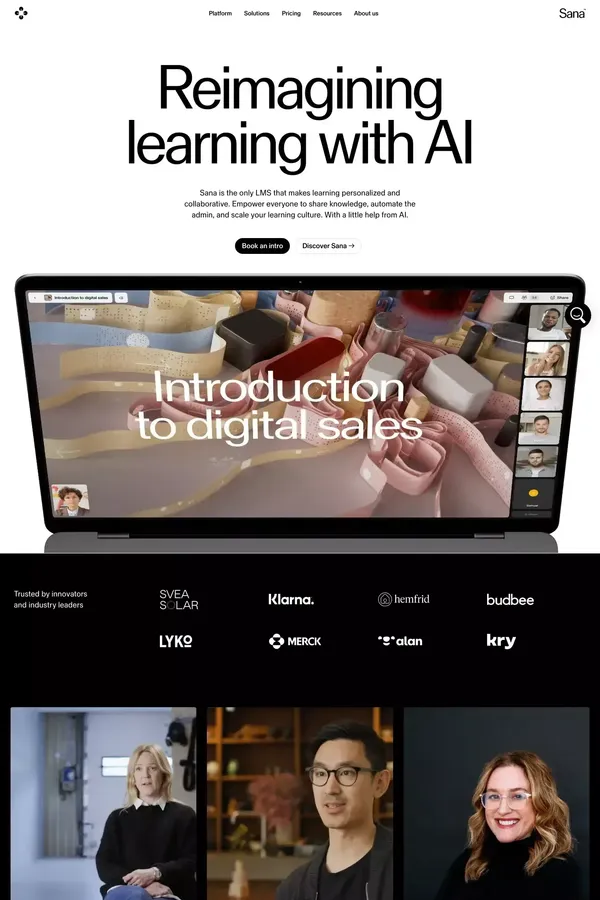 Personalized, collaborative learning | Sana Labs - Landing design inspiration