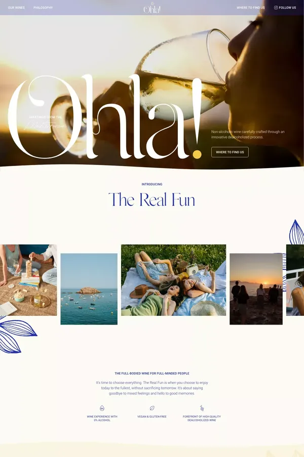 Ohla Wines - The full-bodied wine for full-minded people - website design inspiration
