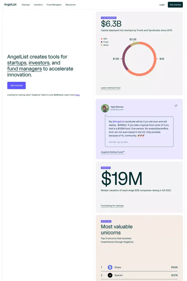 Build, Lead, Invest | AngelList - Landing design inspiration
