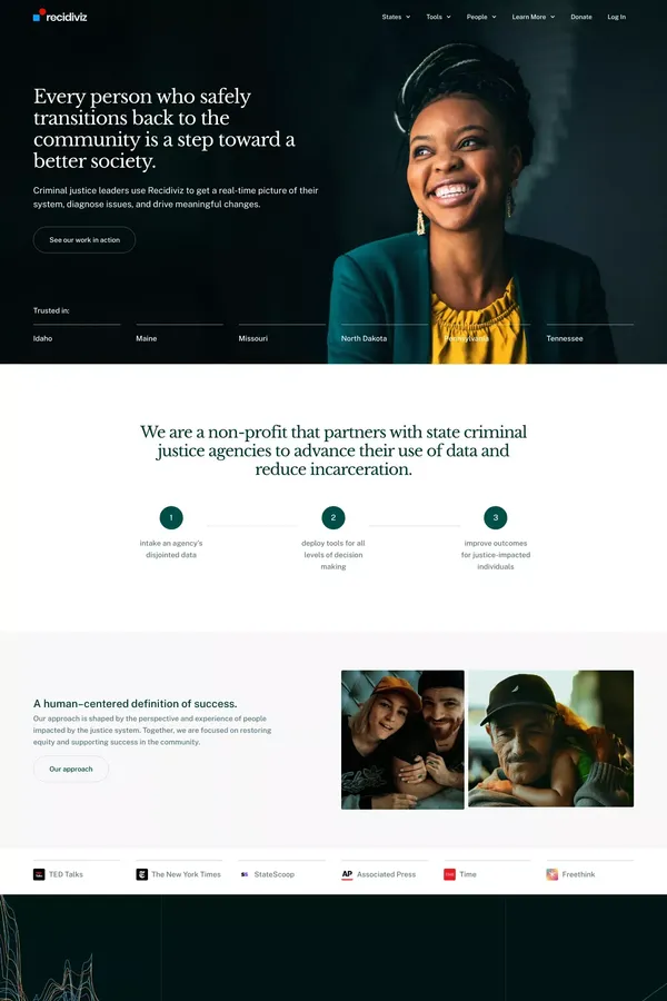 Recidiviz | A Criminal Justice Data Platform - Landing design inspiration