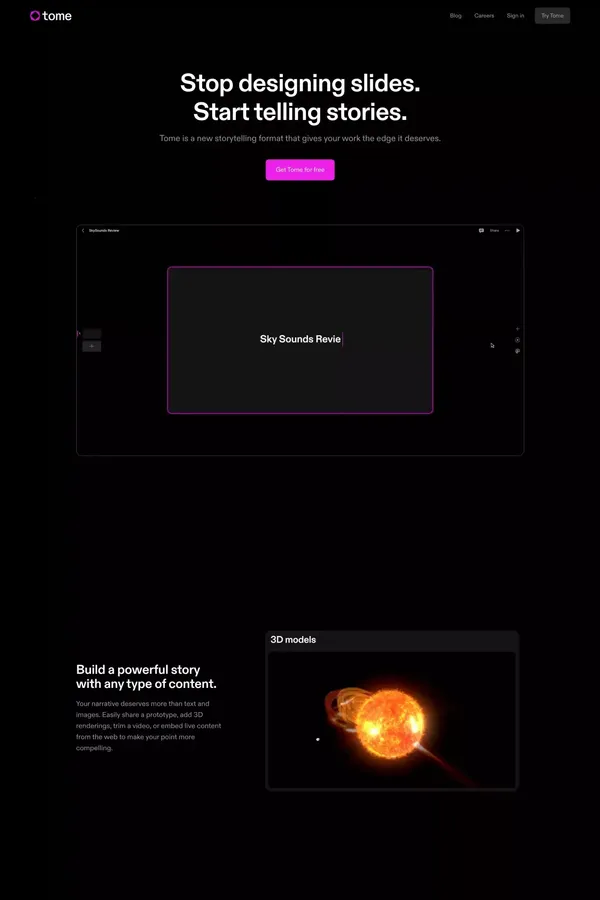 Tome - The storytelling tool for work. - Landing design inspiration