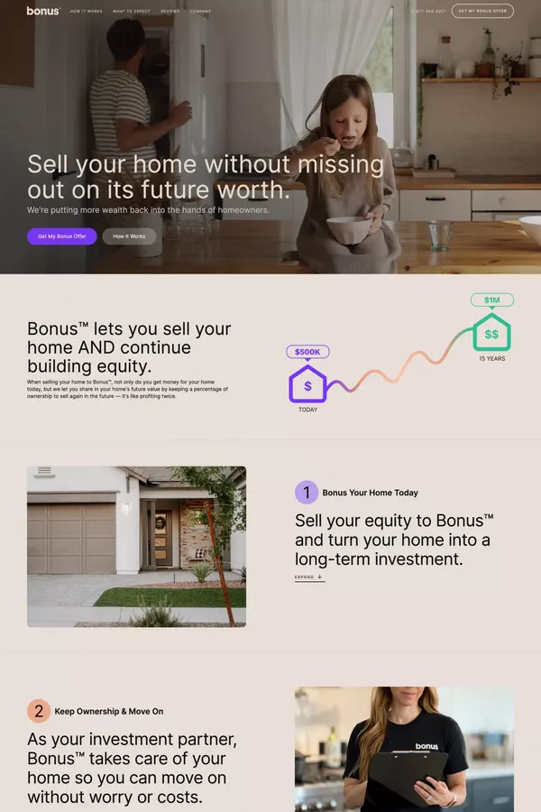 Bonus™ — The Smartest Way to Sell Your Home - Landing design inspiration