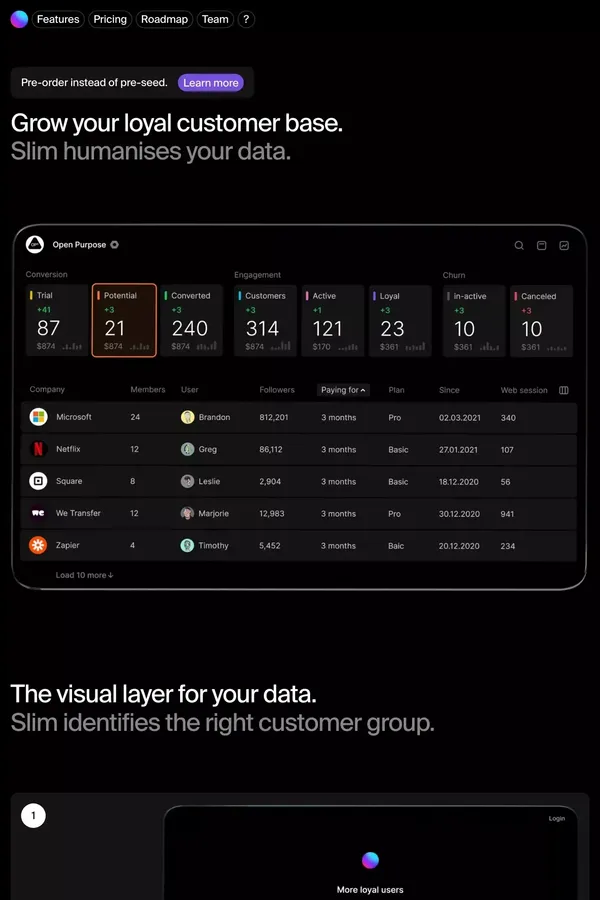 Slim — Real customer insights - Landing design inspiration