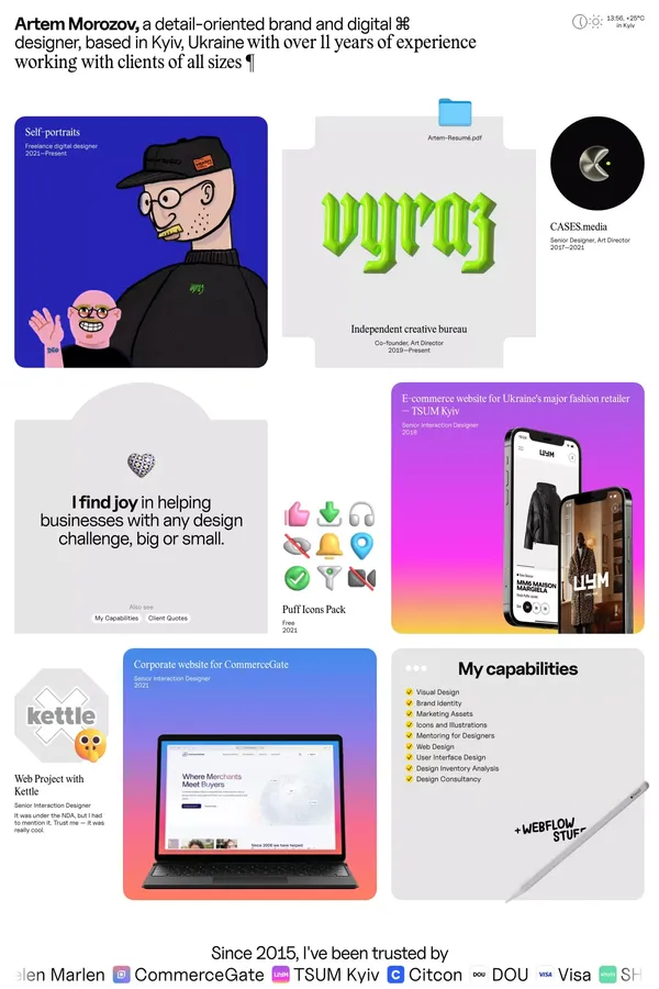 Artem Morozov - website design inspiration