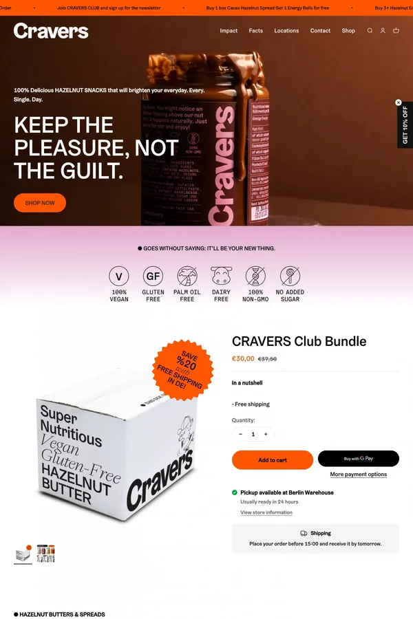 CRAVERS | The Hazelnut Company - Ecommerce design inspiration