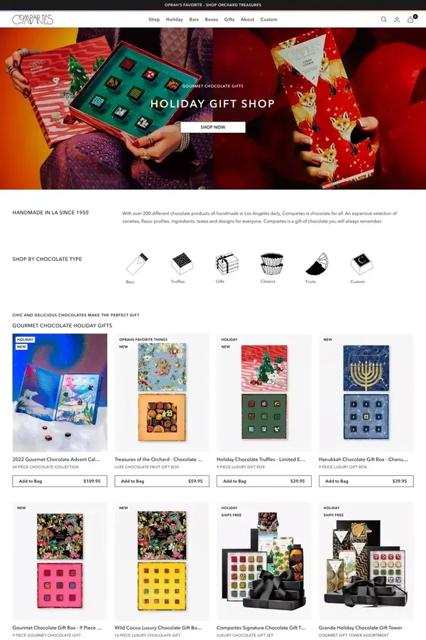 Compartes Chocolates Premium Gourmet Chocolate Gifts - Ecommerce design inspiration