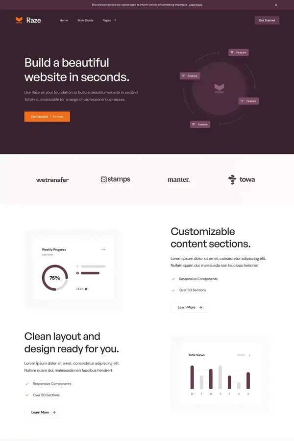 Raze - Webflow HTML website template - Template design inspiration