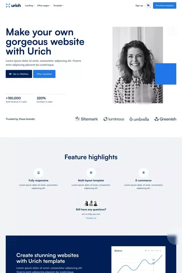 Urich - Webflow Ecommerce website template - Template design inspiration