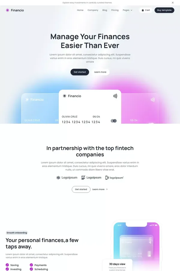 Home v1 - Financio - Webflow Ecommerce Website Template - Template design inspiration