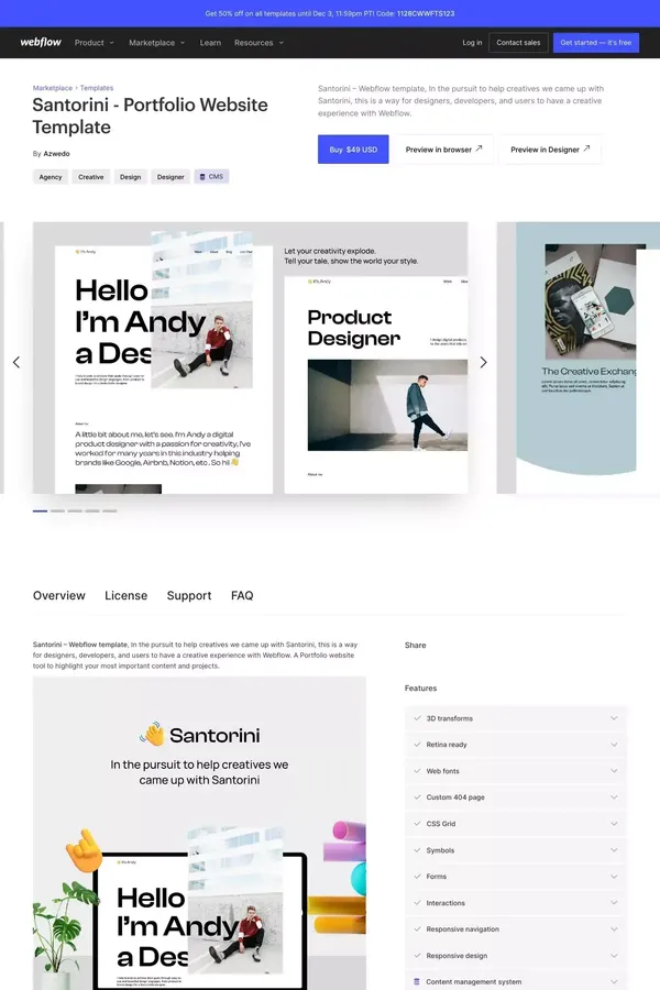 Santorini - Portfolio HTML5 Responsive Website Template - Portfolio design inspiration