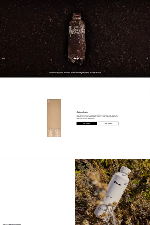 Cove Water - Landing design inspiration