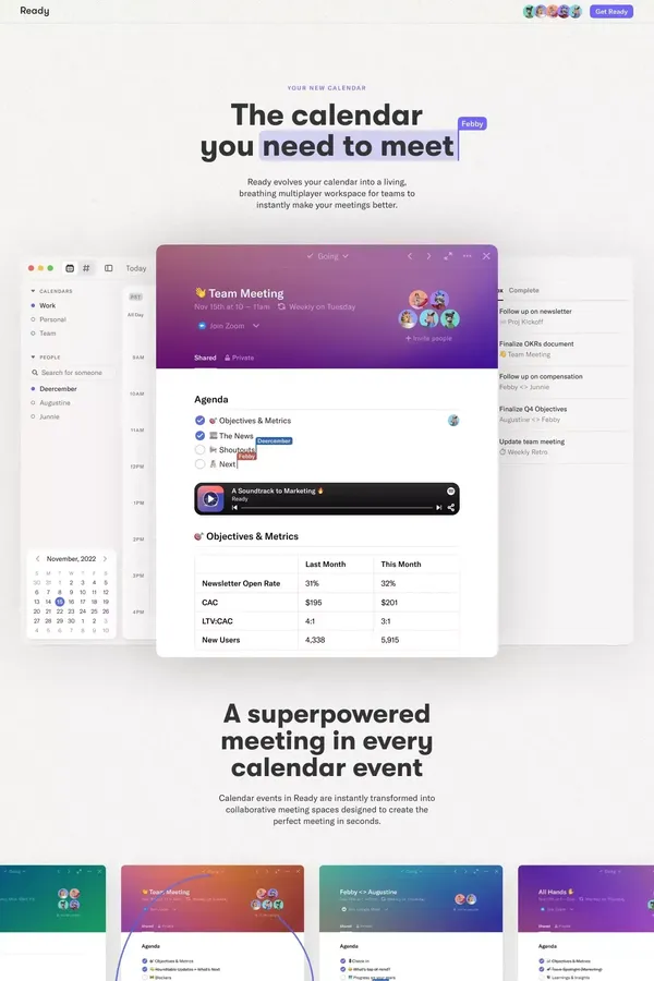 Ready — The calendar you need to meet - website design inspiration