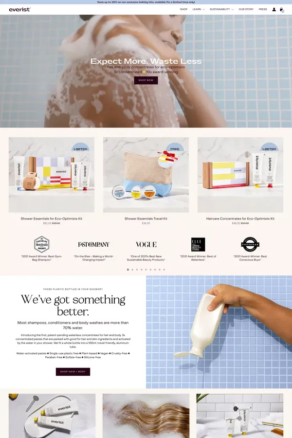 Everist | Hair + Body Concentrates - Ecommerce design inspiration