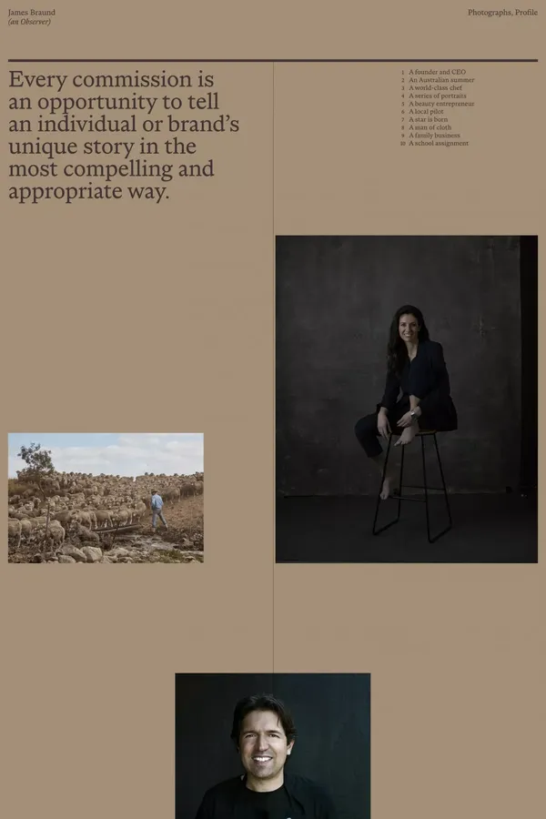 James Braund, (Photographer) - Portfolio design inspiration