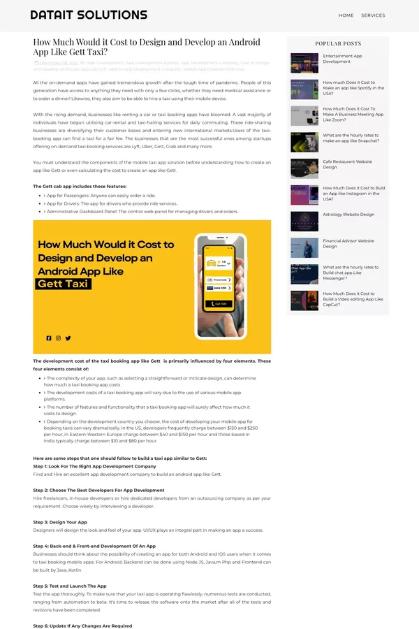 How Much Would it Cost to Design and Develop an Android App Like Gett Taxi? - DataIT Solutions - Blog Post design inspiration
