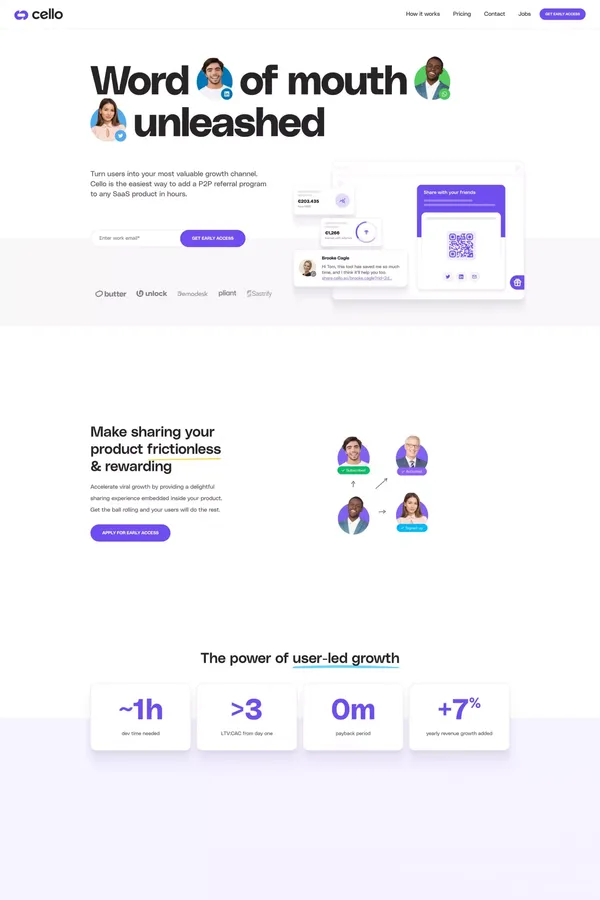 Cello | User-led growth platform for B2B SaaS - Landing design inspiration