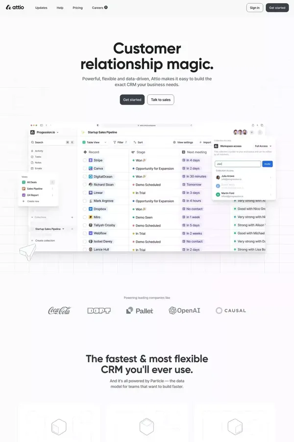 Attio: Customer relationship magic - Landing design inspiration
