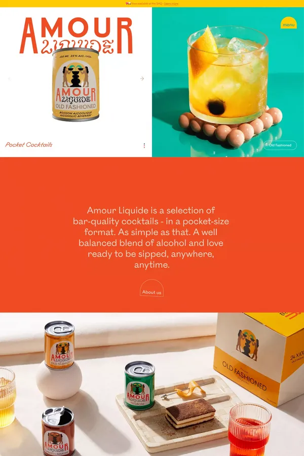 Amour Liquide - Cocktails de poche - Landing design inspiration