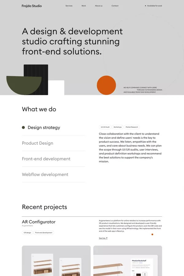 Frajda Studio – Design & Development Agency - Portfolio design inspiration